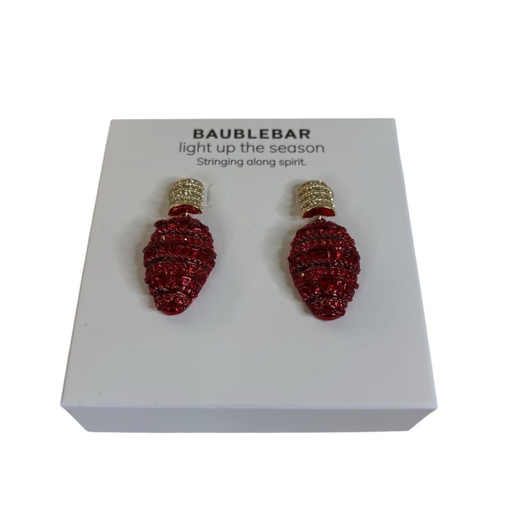 BaubleBar Light Up The Season Glittering Red and Gold Dangle Earrings